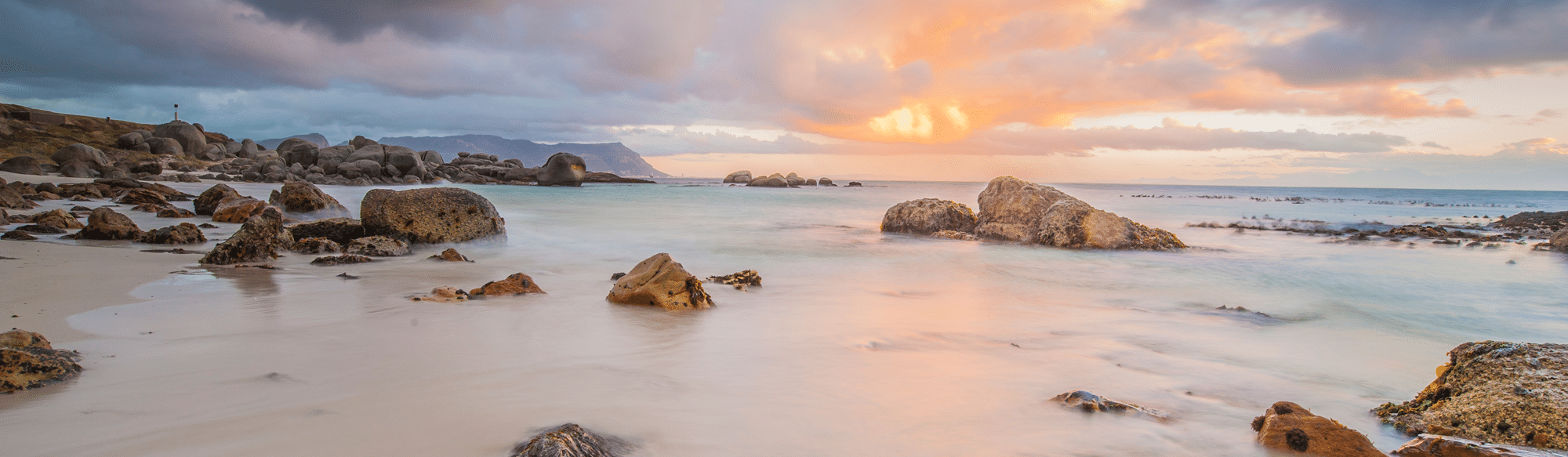 Clean beach at sunset