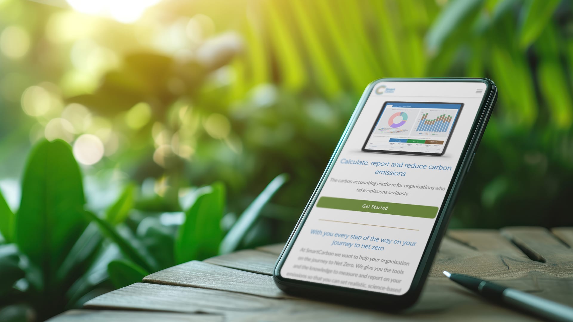 SmartCarbon website on phone