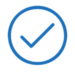 A blue check mark inside a blue circle on a transparent background.